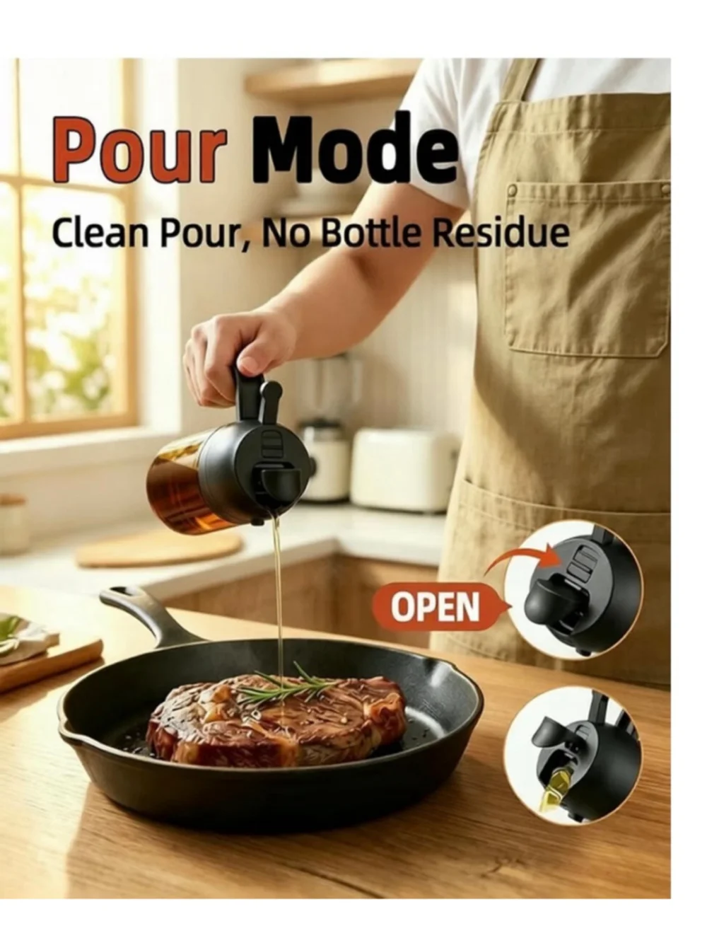 NEW 16oz Olive Oil Sprayer for Cooking, 2 in 1 Oil Dispenser Sunlight Shielding